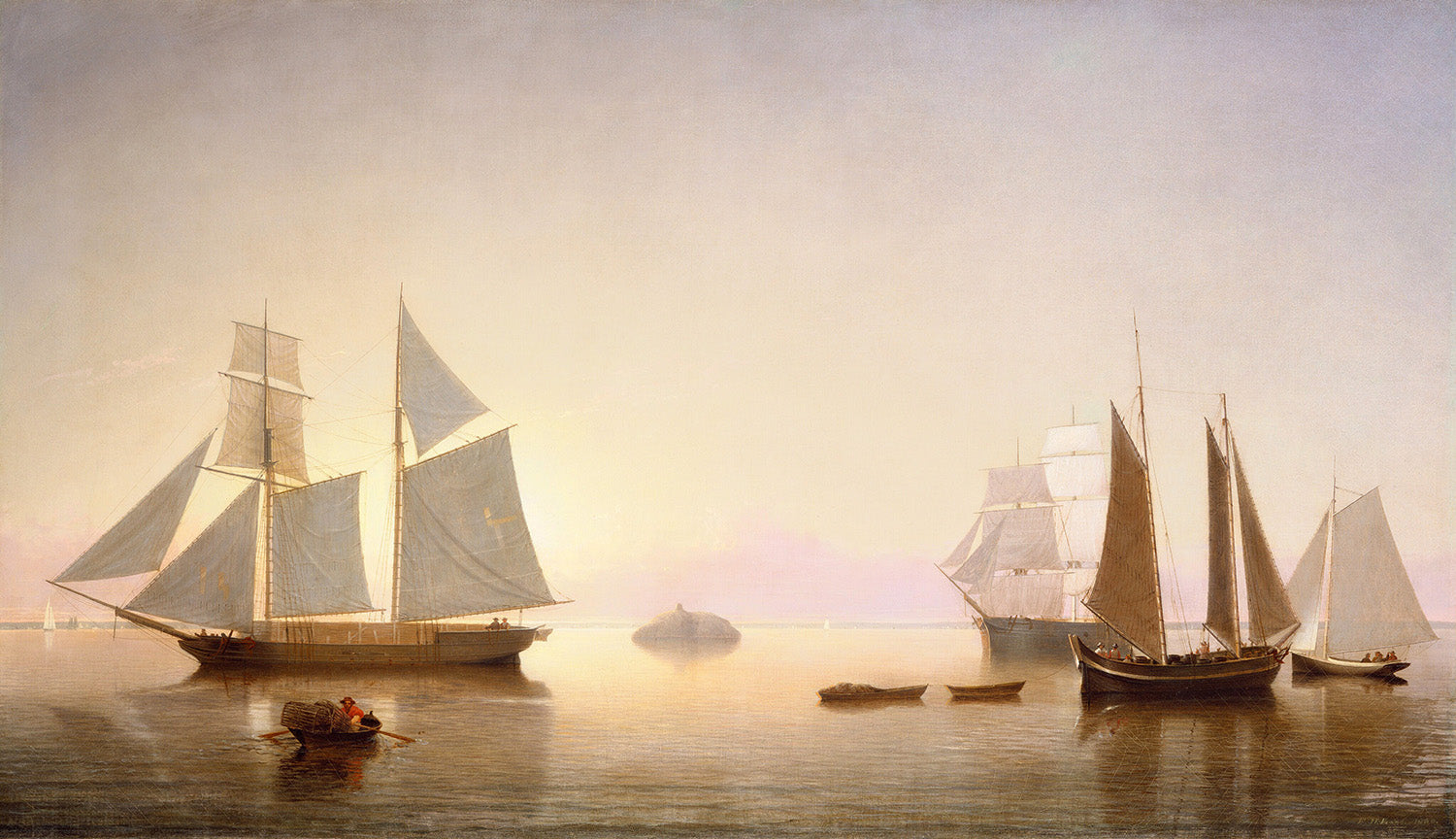 Becalmed off Halfway Rock by Fitz Henry Lane Art Print