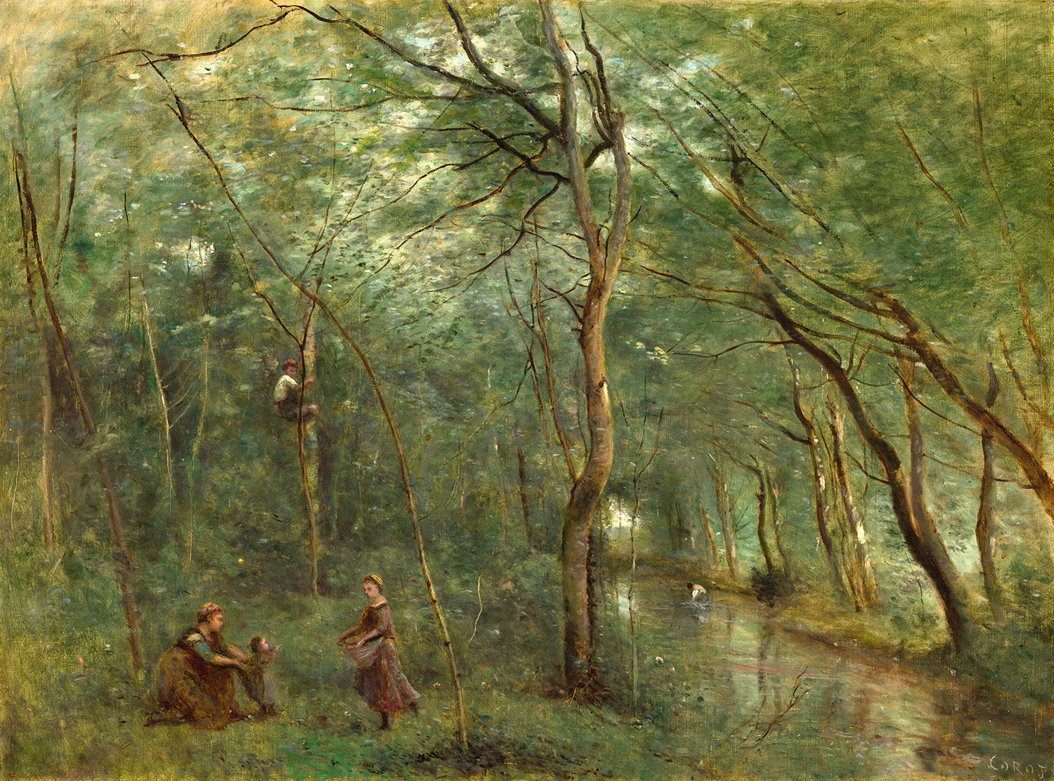 The Eel Gatherers by Jean-Baptiste-Camille Corot Art Print