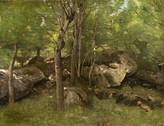 Rocks in the Forest of Fontainebleau by Jean-Baptiste-Camille Corot Art Print