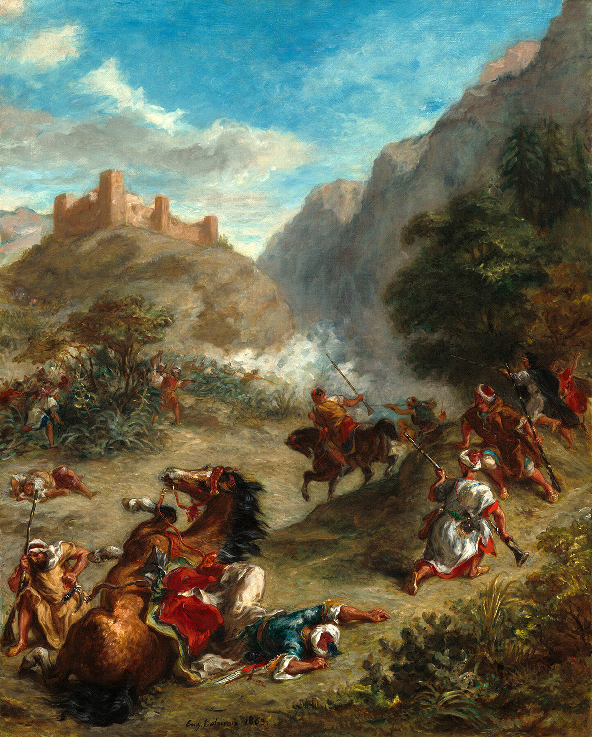Arabs Skirmishing in the Mountains by Eugene Delacroix Art Print