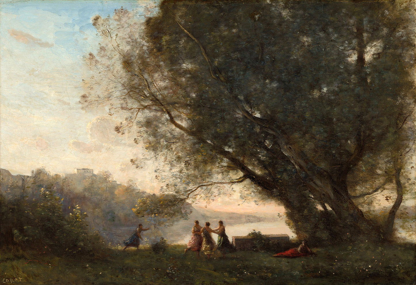 Dance under the Trees at the Edge of the Lake by Jean-Baptiste-Camille Corot Art Print