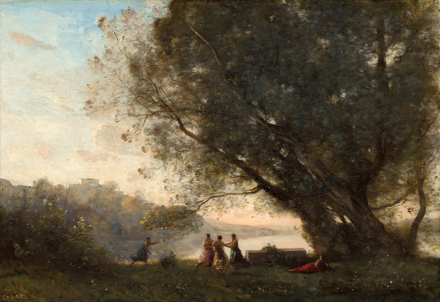 Dance under the Trees at the Edge of the Lake by Jean-Baptiste-Camille Corot Art Print
