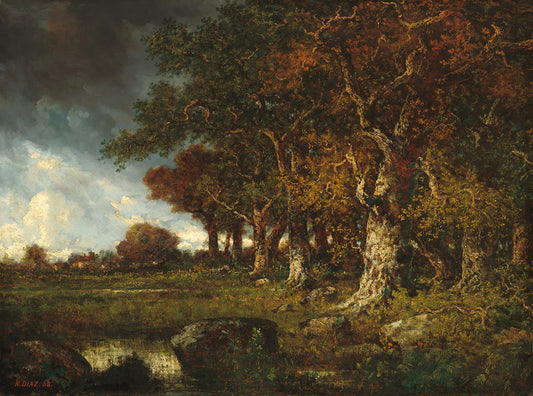 The Edge of the Forest at Les Monts-Girard, Fontainebleau by Narcisse Diaz de la Pena Art Print