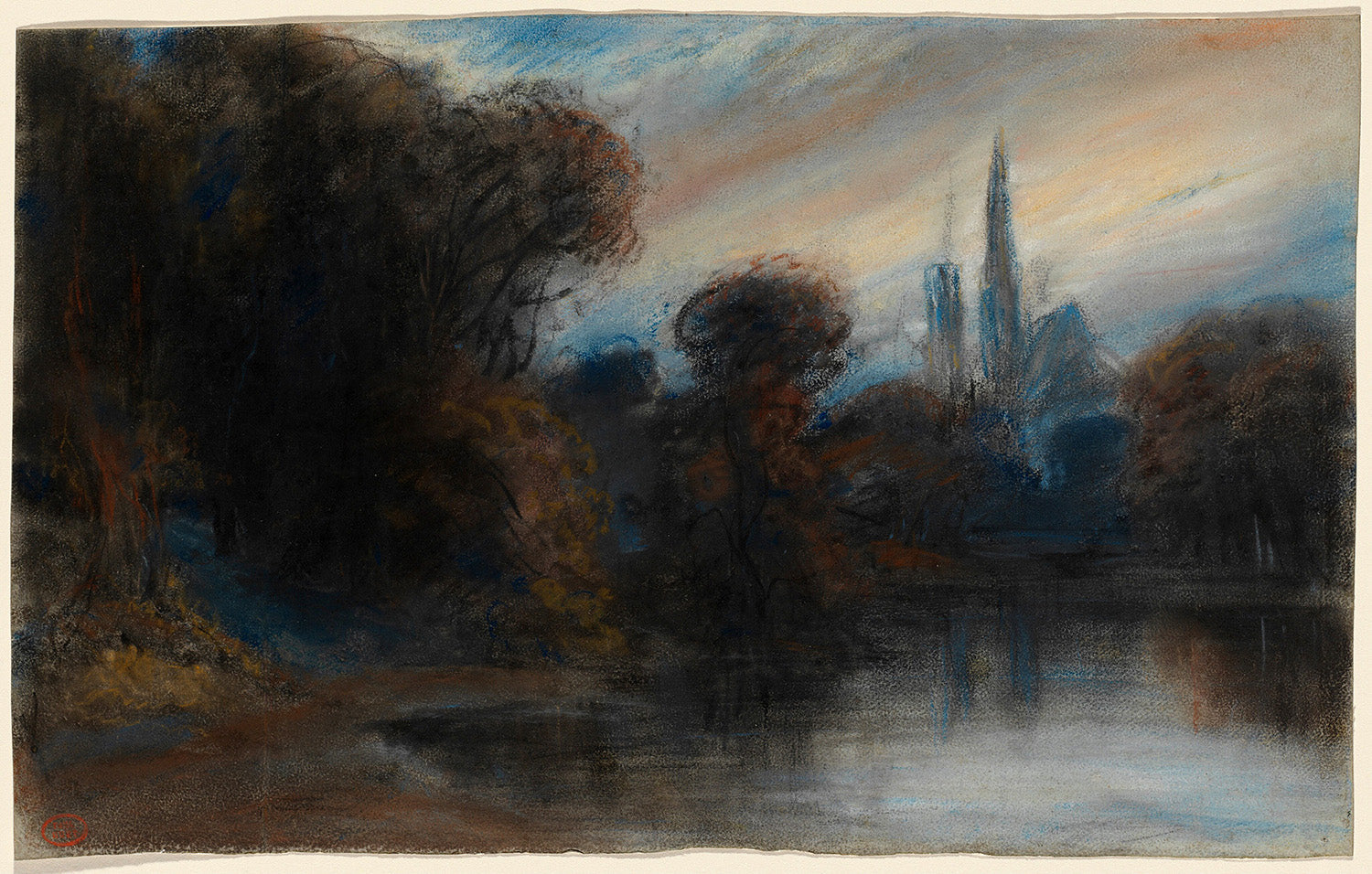 An Abbey by a Wooded Lake at Twilight by Paul Huet Art Print