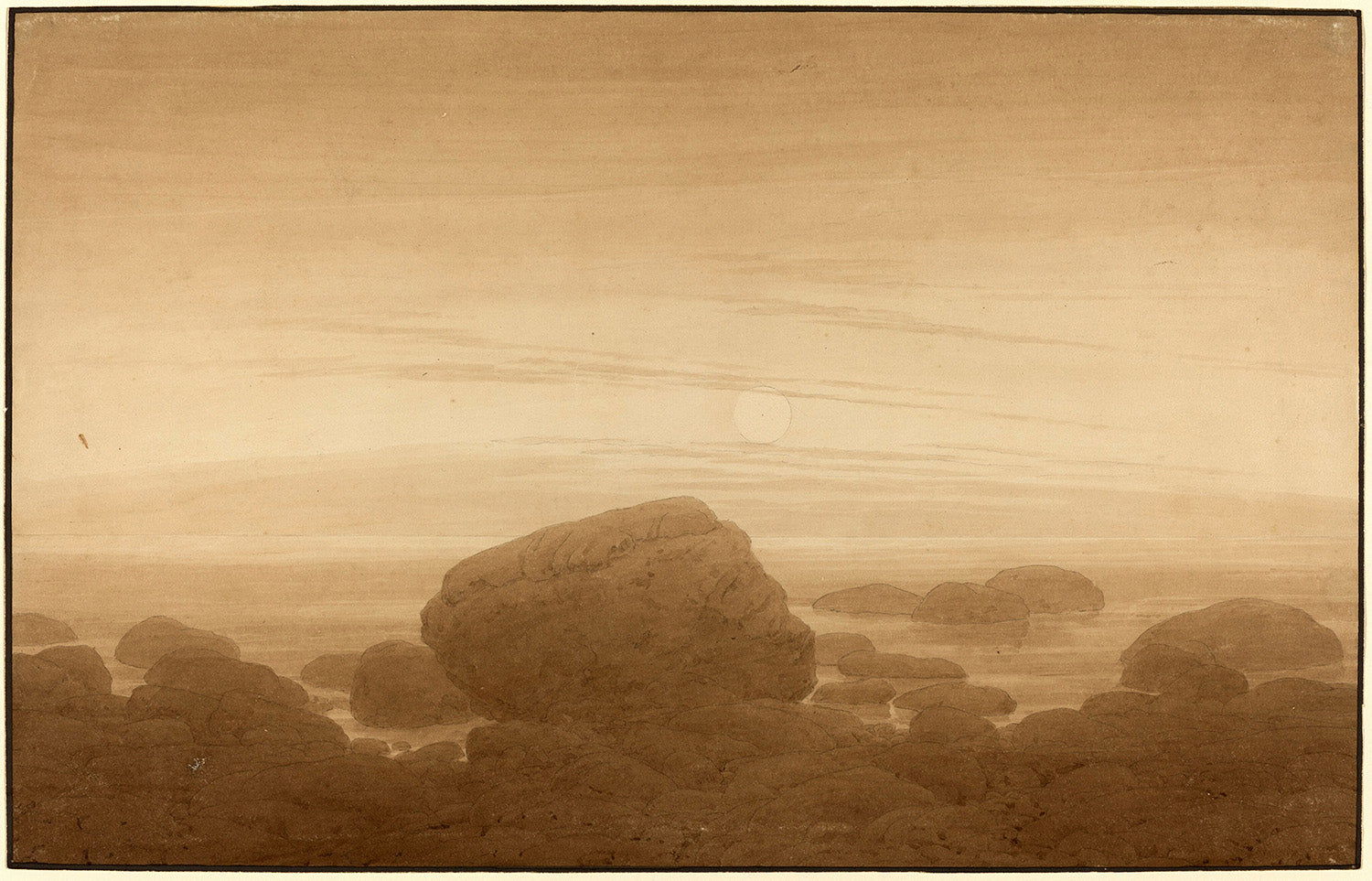 Moonrise on an Empty Shore by Caspar David Friedrich Art Print
