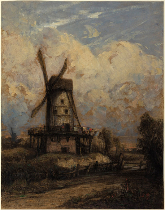 A Windmill against a Cloudy Sky by Constant Troyon Art Print