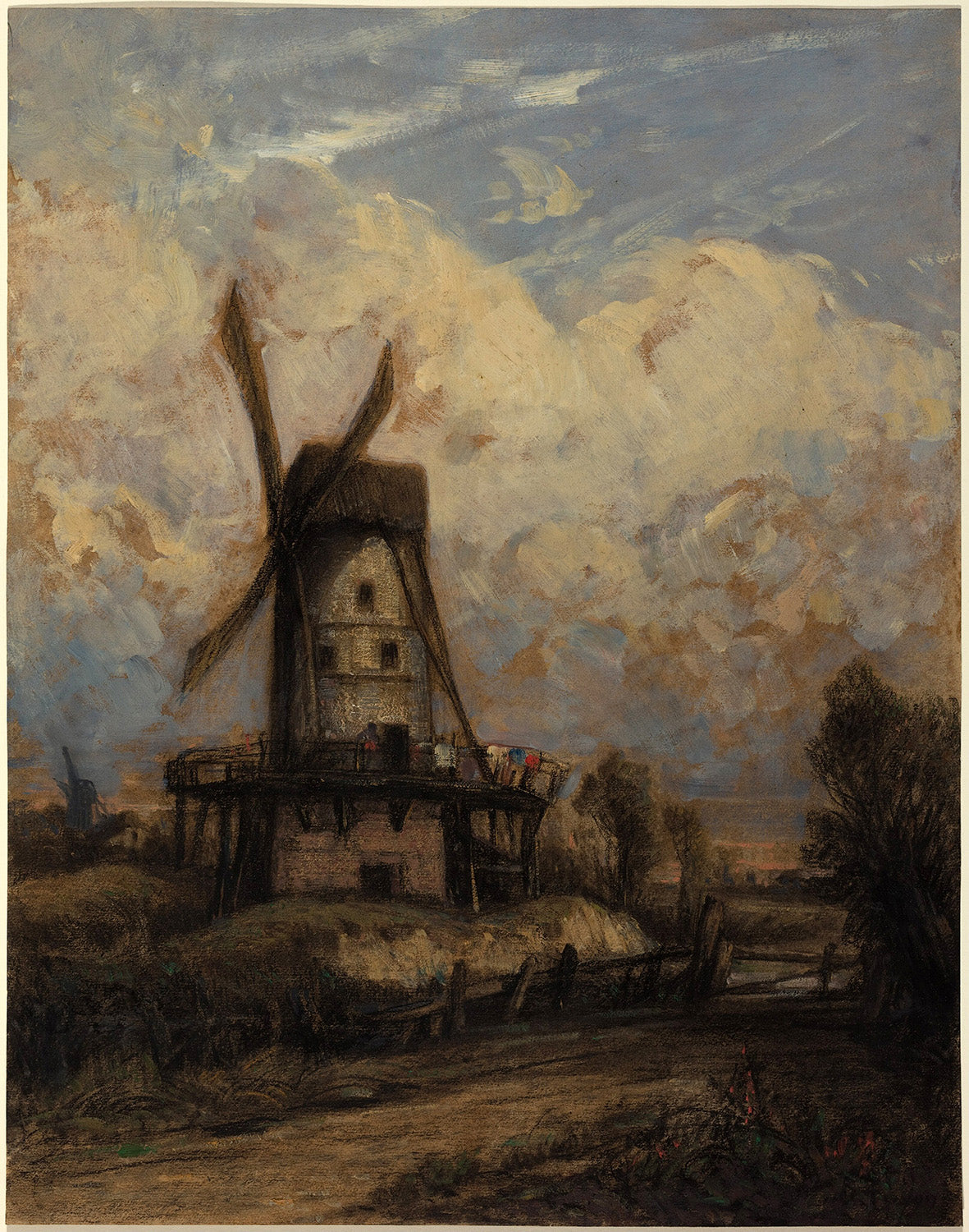 A Windmill against a Cloudy Sky by Constant Troyon Art Print