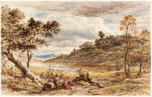 Travelers Resting by a Fallen Tree by John Linnell Art Print