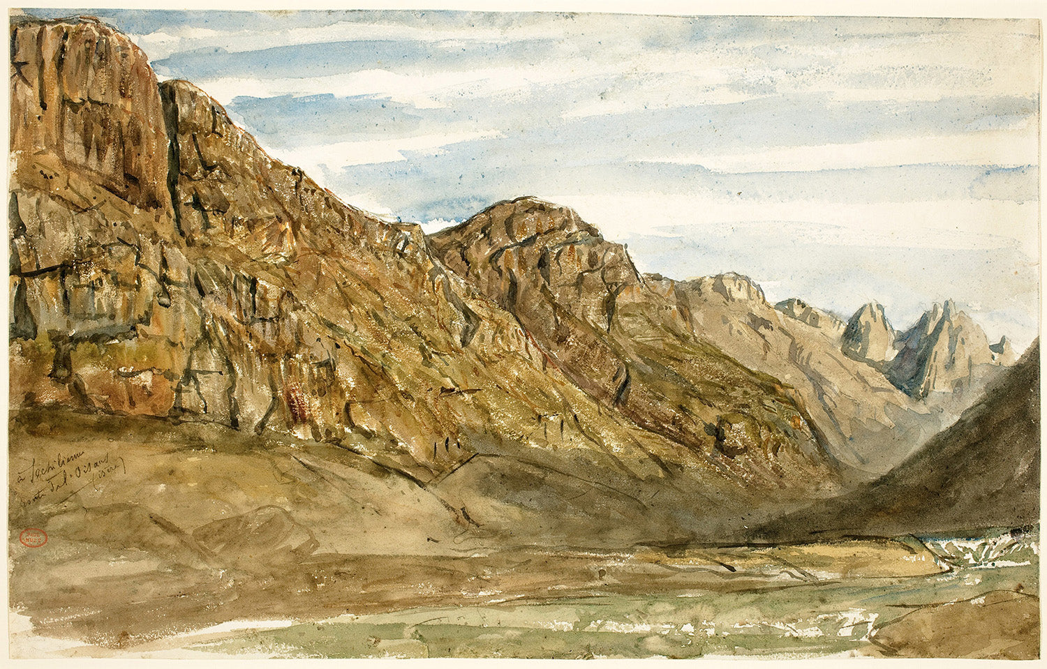 Rock Cliffs along the Romanche by Paul Huet Art Print