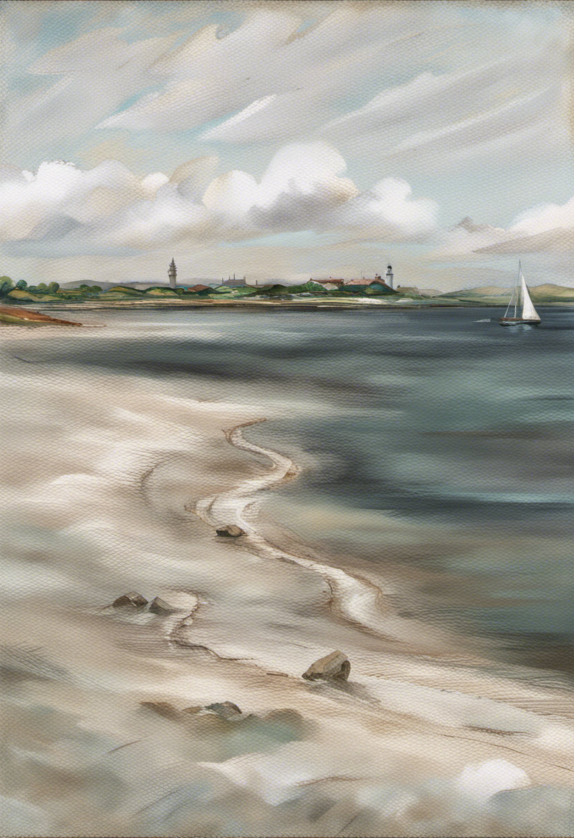 Along The Shore Digital Painting Art Print