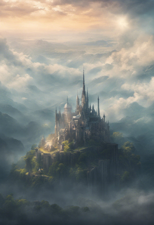 Fantasy Castle in The Mountains Digital Matte Painting Art Print