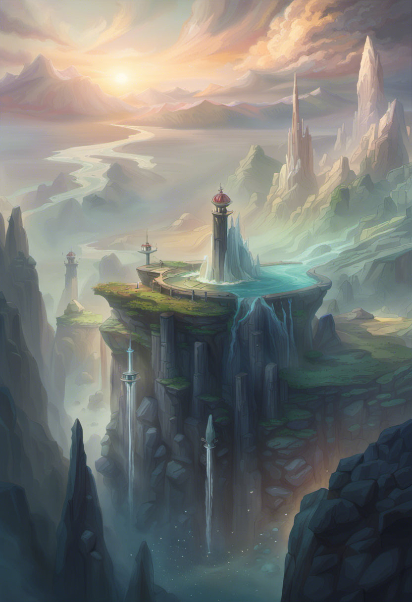 Fantasy Castle in The Mountains Digital Illustration Art Print