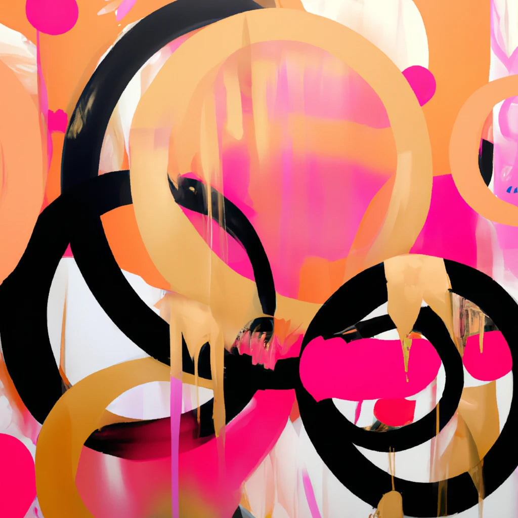 Abstract Circles in Pink Gold and Black Painting Art Print