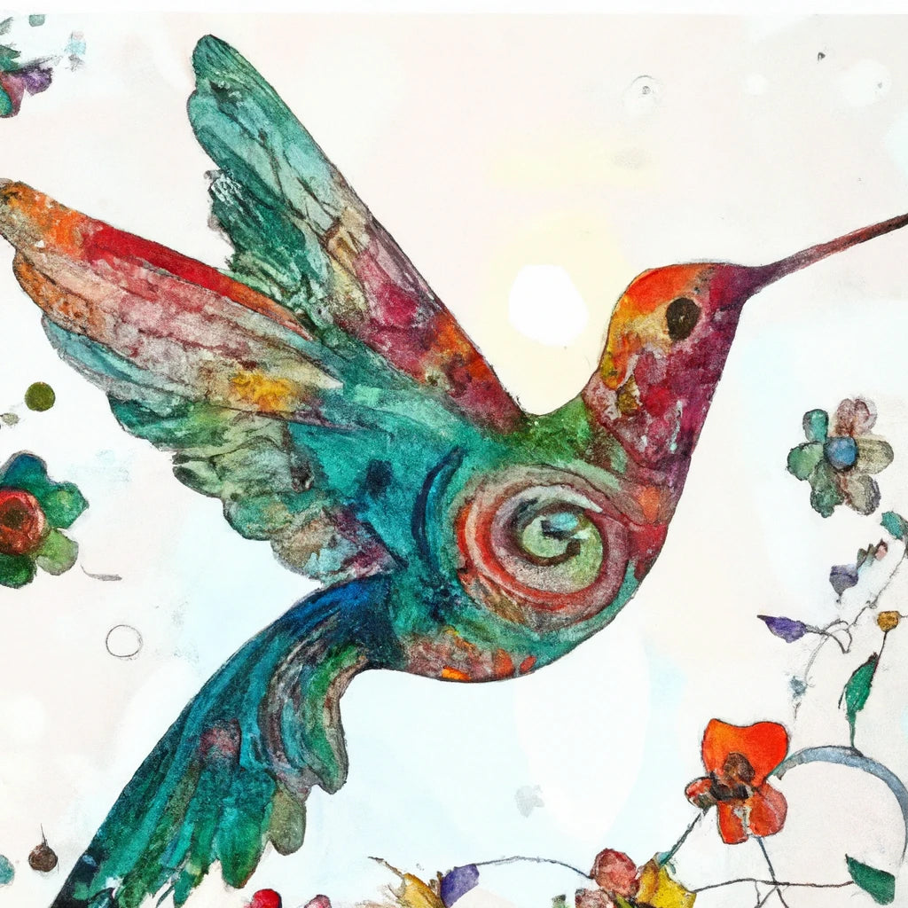 Spiral Hummingbird Watercolor Painting Art Print