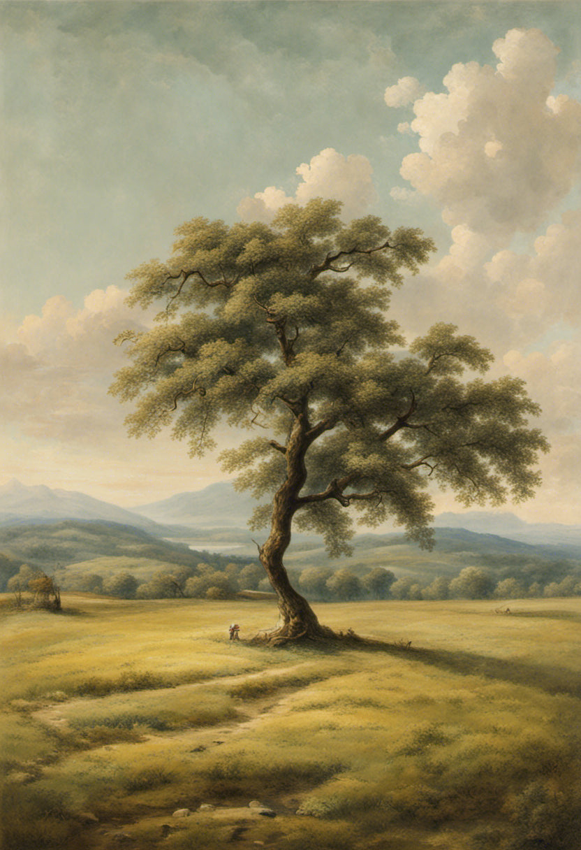 Lone Tree Landscape Oil Painting Art Print