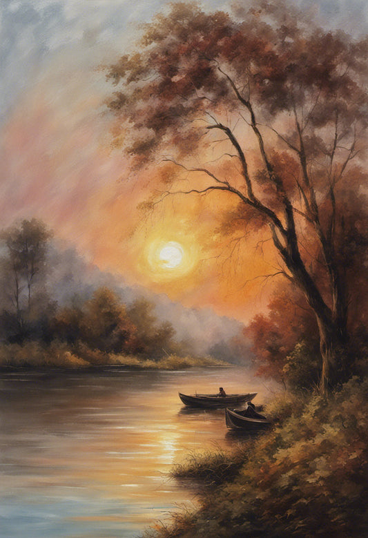 A Stream at Sunset Oil Painting II Art Print