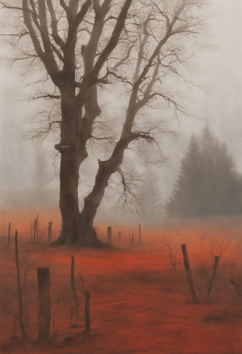 Dead Tree in The Fog Photograph Art Print