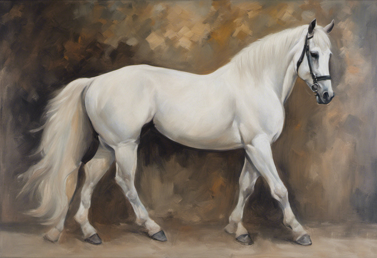 White Horse Portrait Oil Painting Art Print