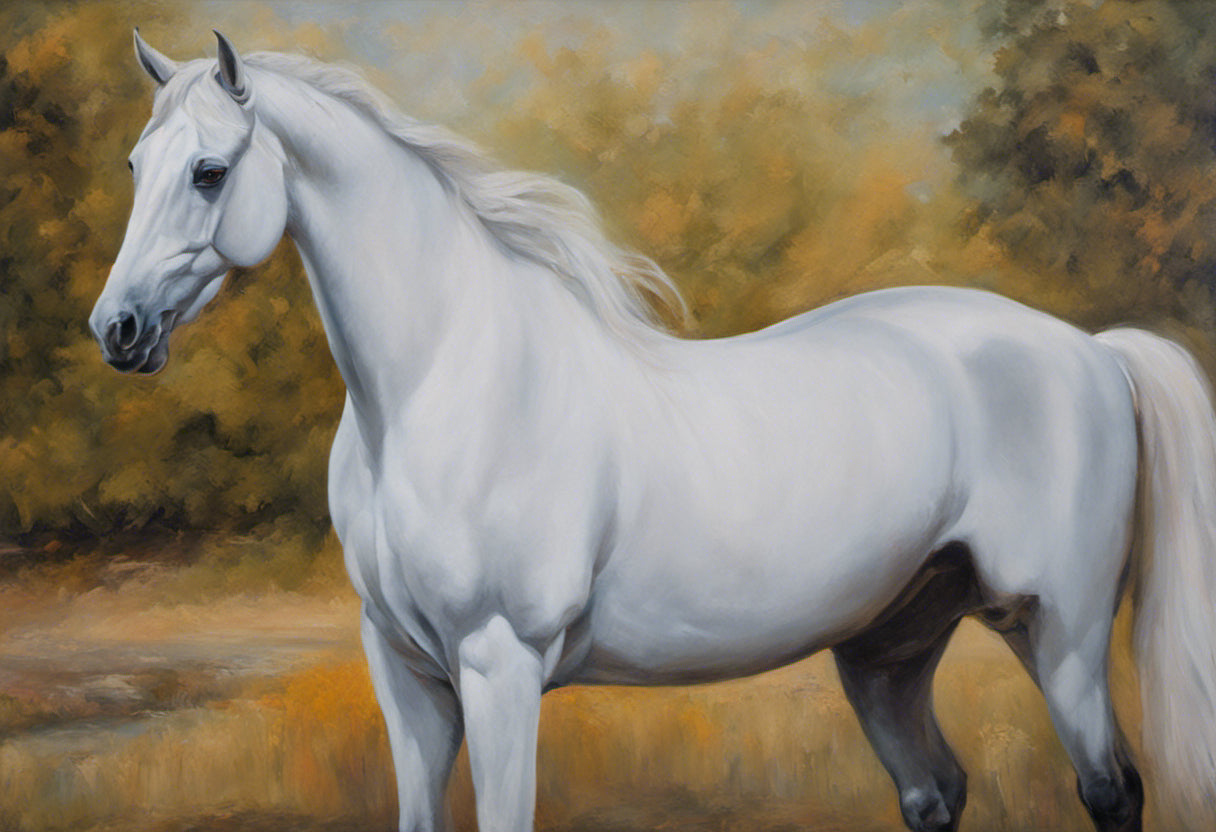 White Horse Portrait (Close Up) Oil Painting Art Print