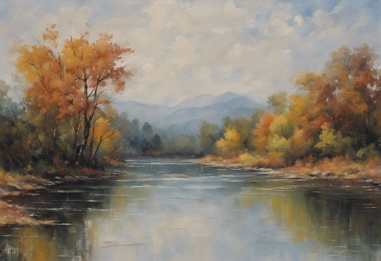 Autumn Stream Oil Painting II Art Print