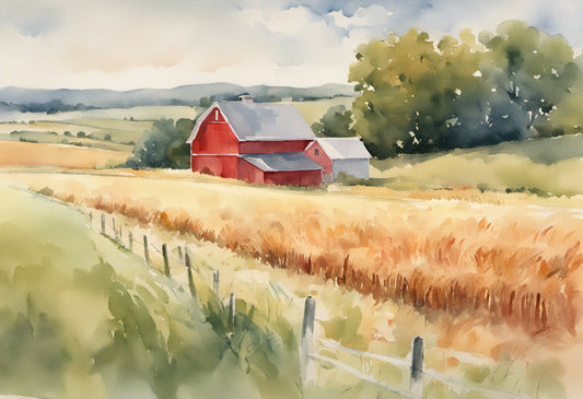 Country View Watercolor Painting III Art Print