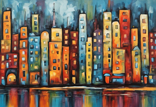 Abstract Cityscape II Oil Painting Art Print