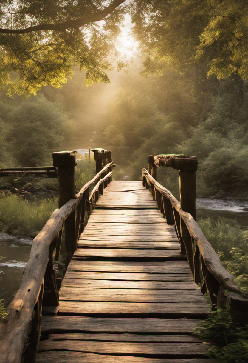 Bridge Over A Stream at Sunset Photograph Art Print