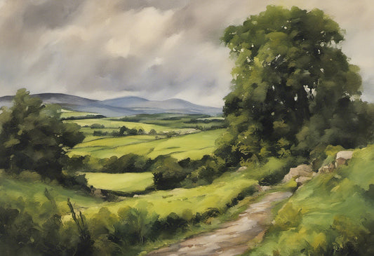 English Countryside Acrylic Painting I Art Print