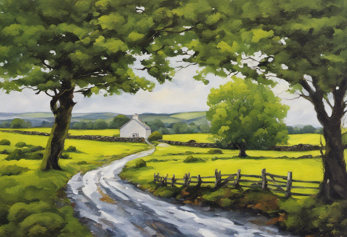 English Countryside Acrylic Painting II Art Print