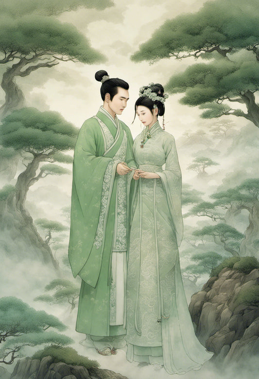 Tang Dynasty Couple Digital Illustration Art Print