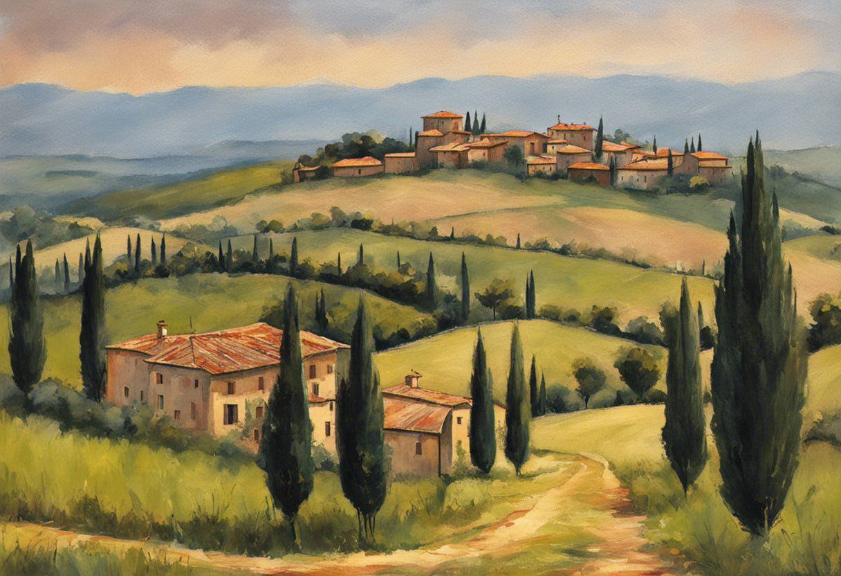 Tuscan Countryside Acrylic Painting I Art Print