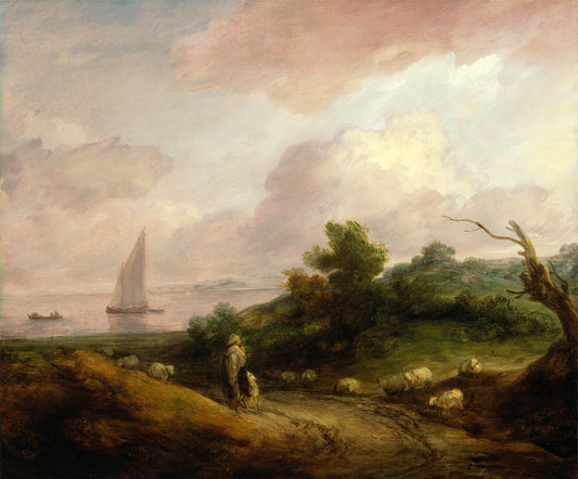 Coastal Landscape with a Shepherd and His Flock by Thomas Gainsborough Art Print