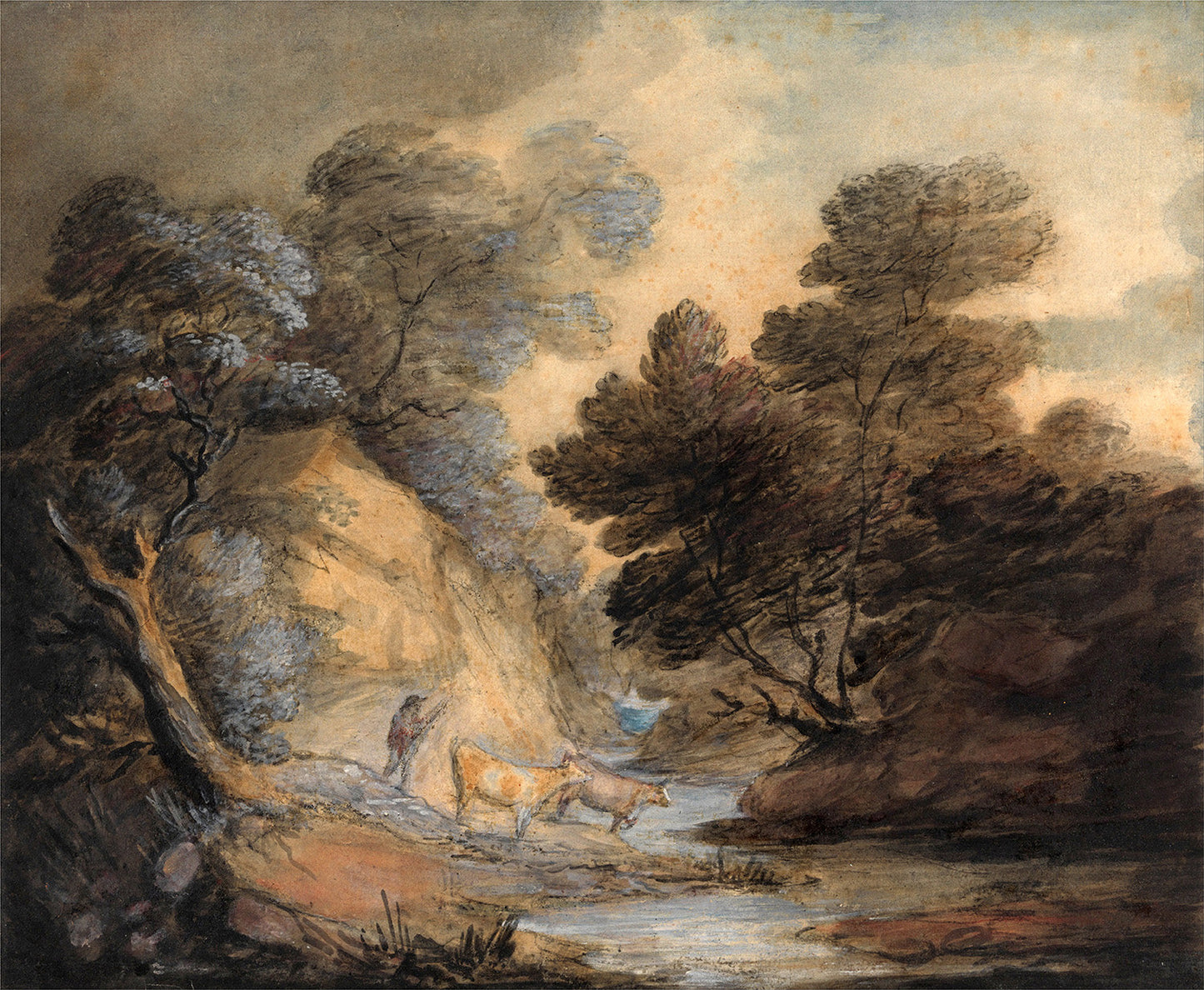 Cattle Watering by a Stream by Thomas Gainsborough Art Print