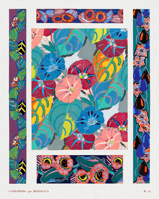 Variations #15 - Floral Art Deco Pattern by Edouard Benedictus Art Print