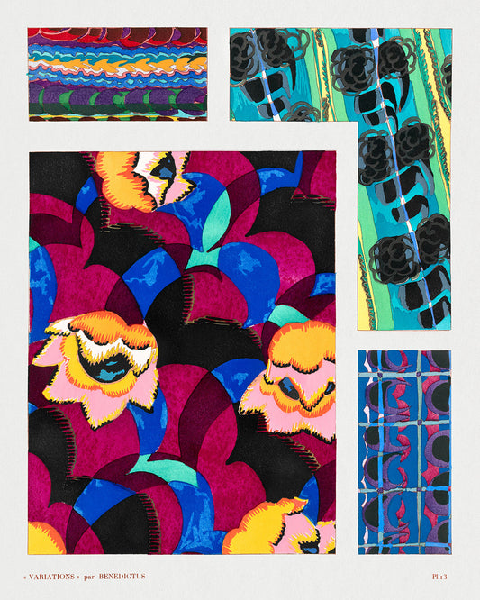Variations #13 - Floral Art Deco Pattern by Edouard Benedictus Art Print