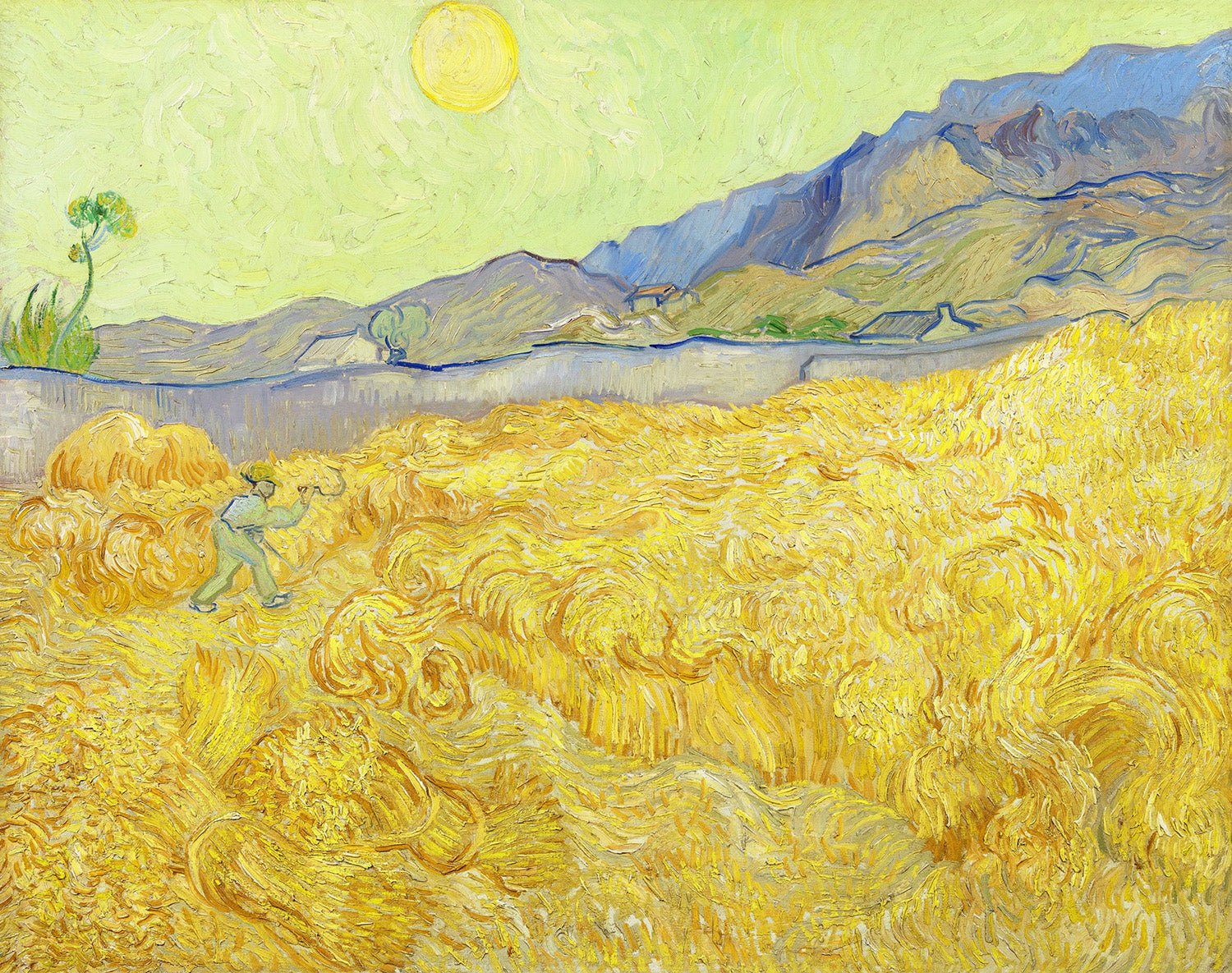Wheatfield with A Reaper by Vincent van Gogh Art Print