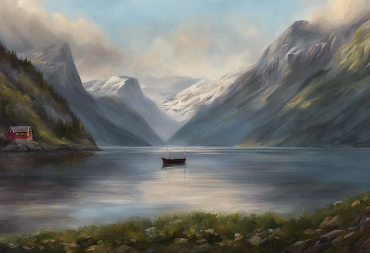 Early Morning on the Fjord Digital Painting I Art Print