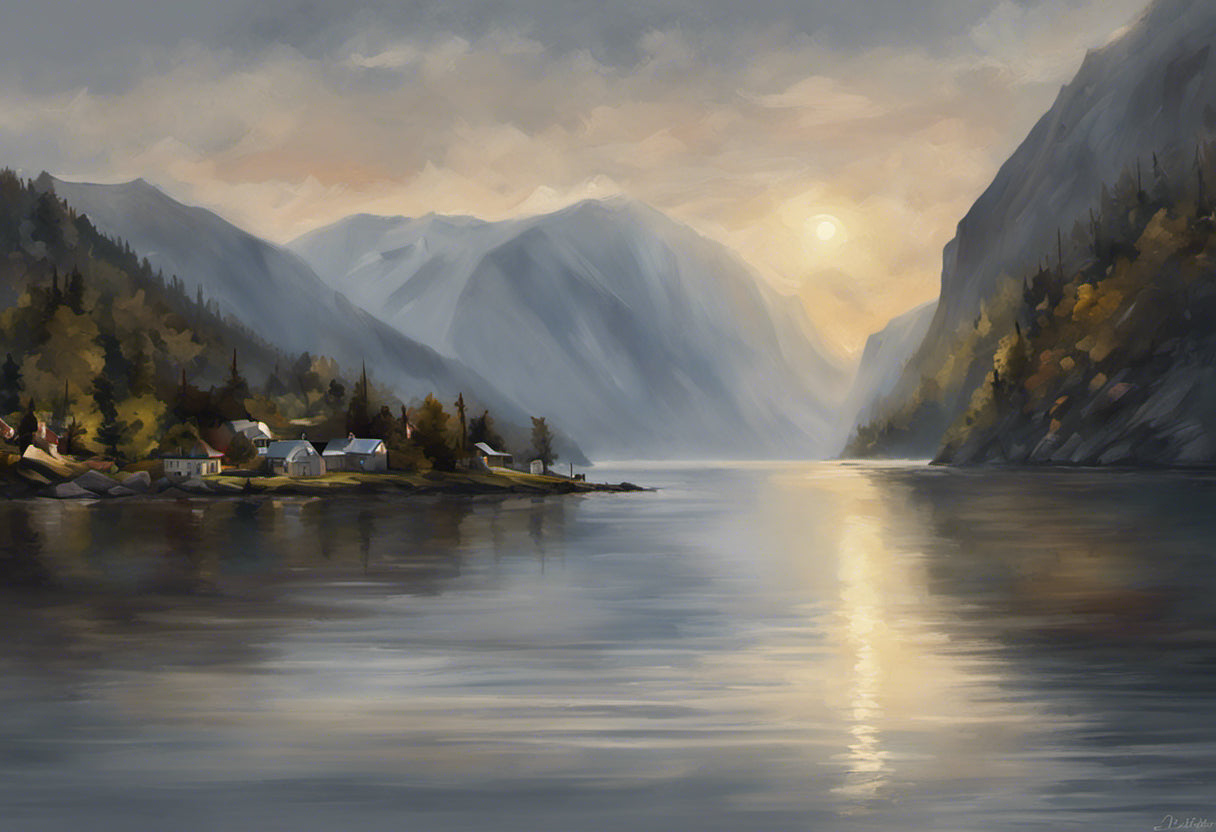 Early Morning on the Fjord Digital Painting II Art Print