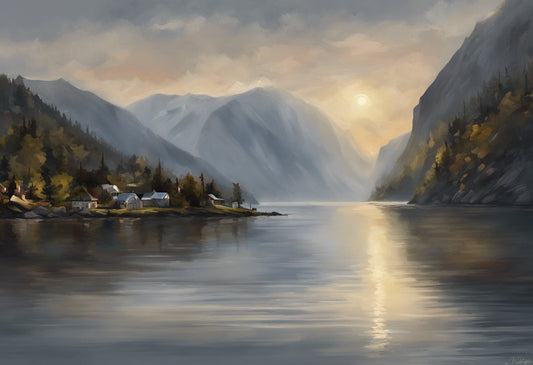 Early Morning on the Fjord Digital Painting II Art Print
