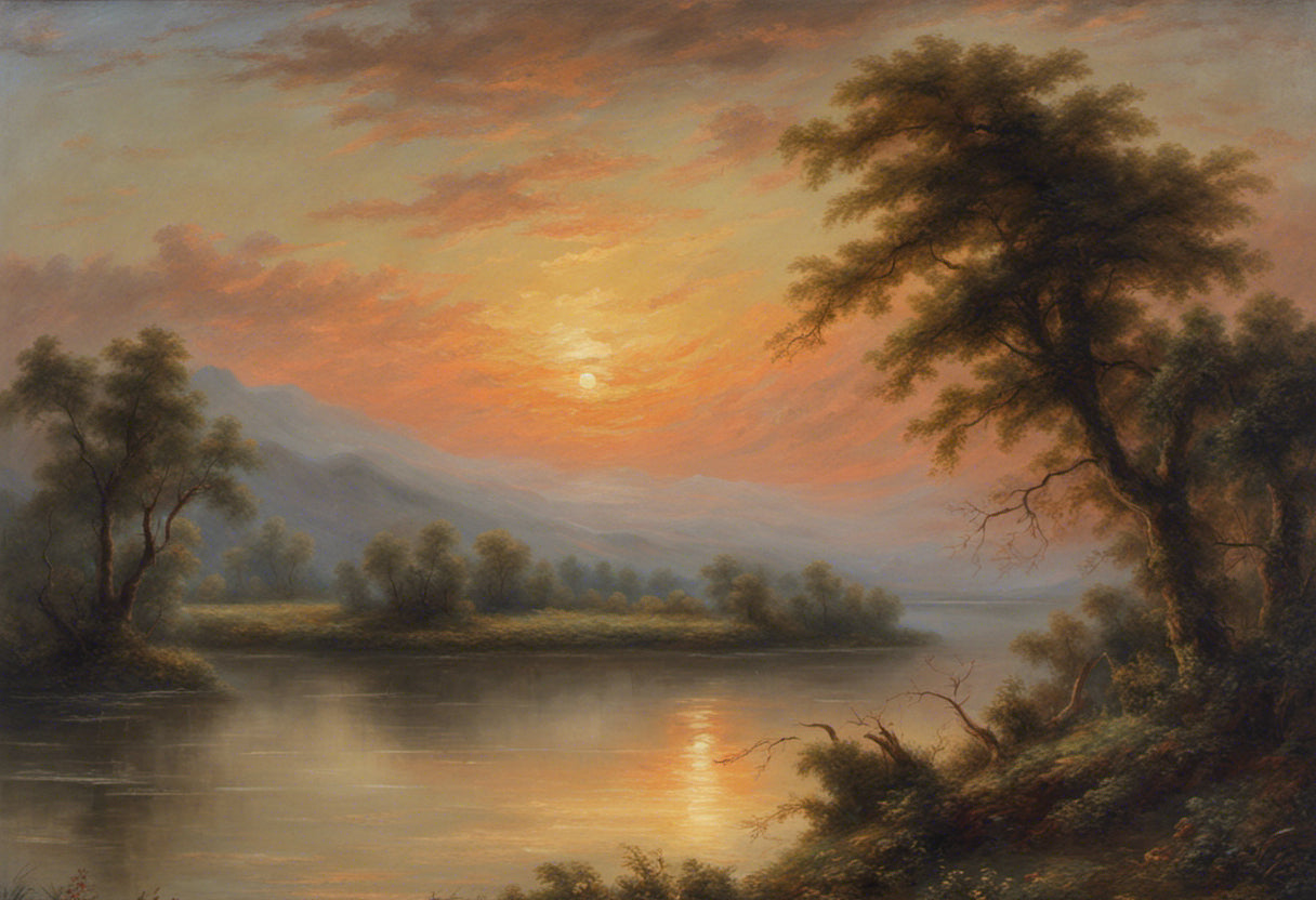 Landscape at Sunrise Romantic Era Oil Painting I Art Print