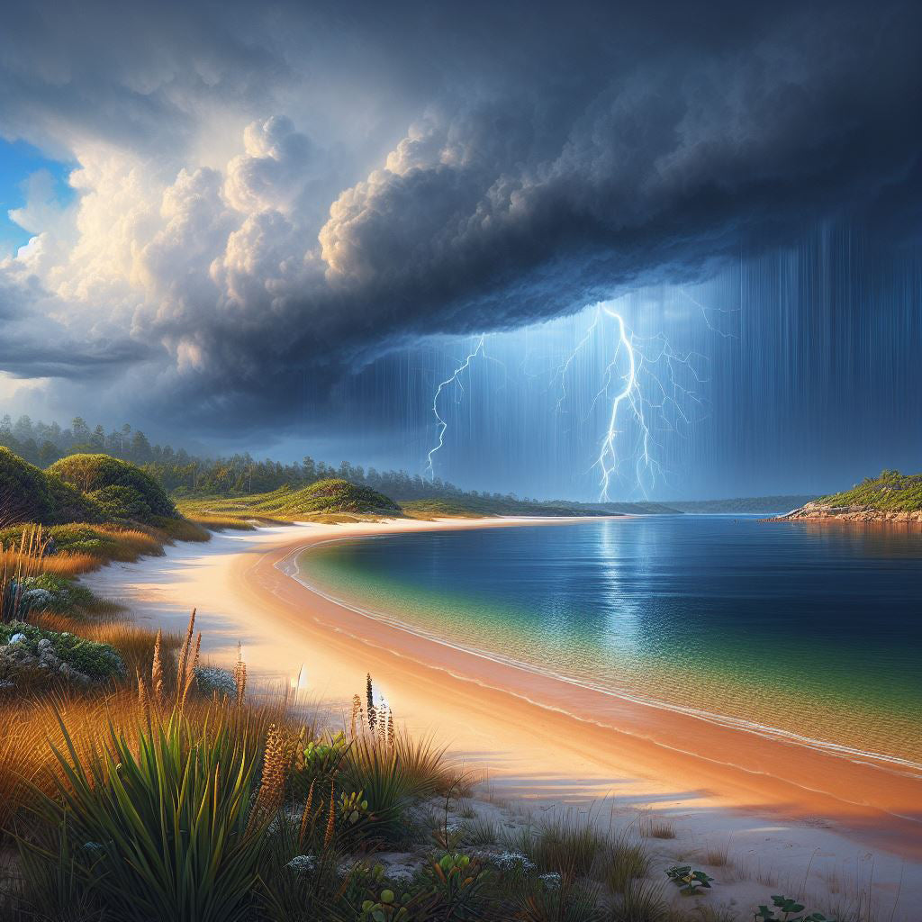 Storm Over Beach Digital Illustration Art Print