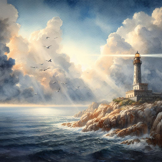 Lighthouse Watercolor Painting Art Print