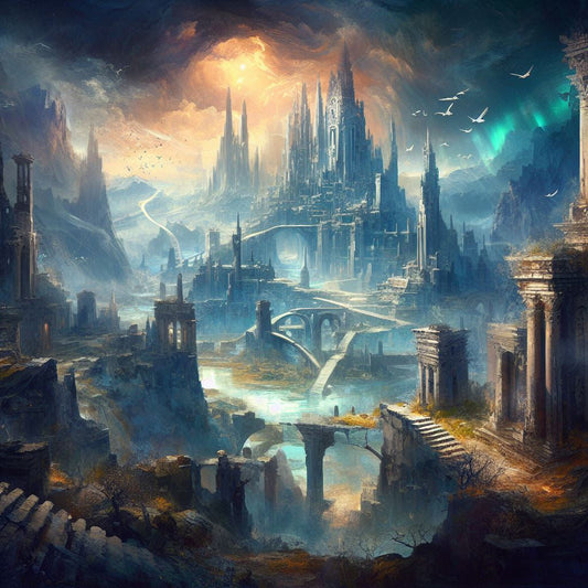 A Mystical City with Ancient Ruins Digital Painting Art Print