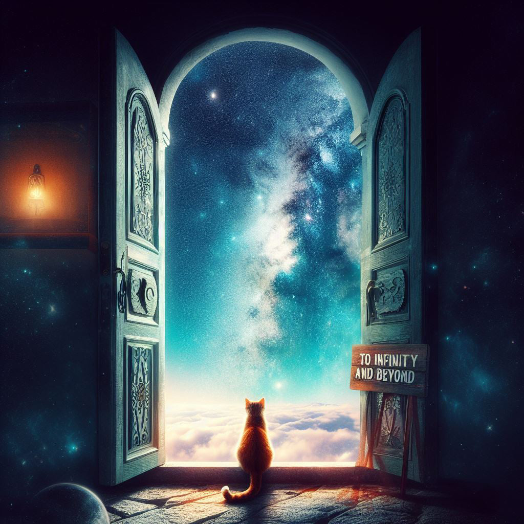 Cat in A Doorway To The Stars Digital Matte Painting II Art Print
