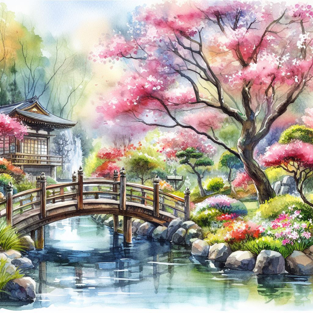 Watercolor Japanese Pond II Art Print