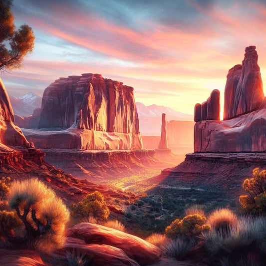 Sunrise at Arches National Park Digital Painting Art Print