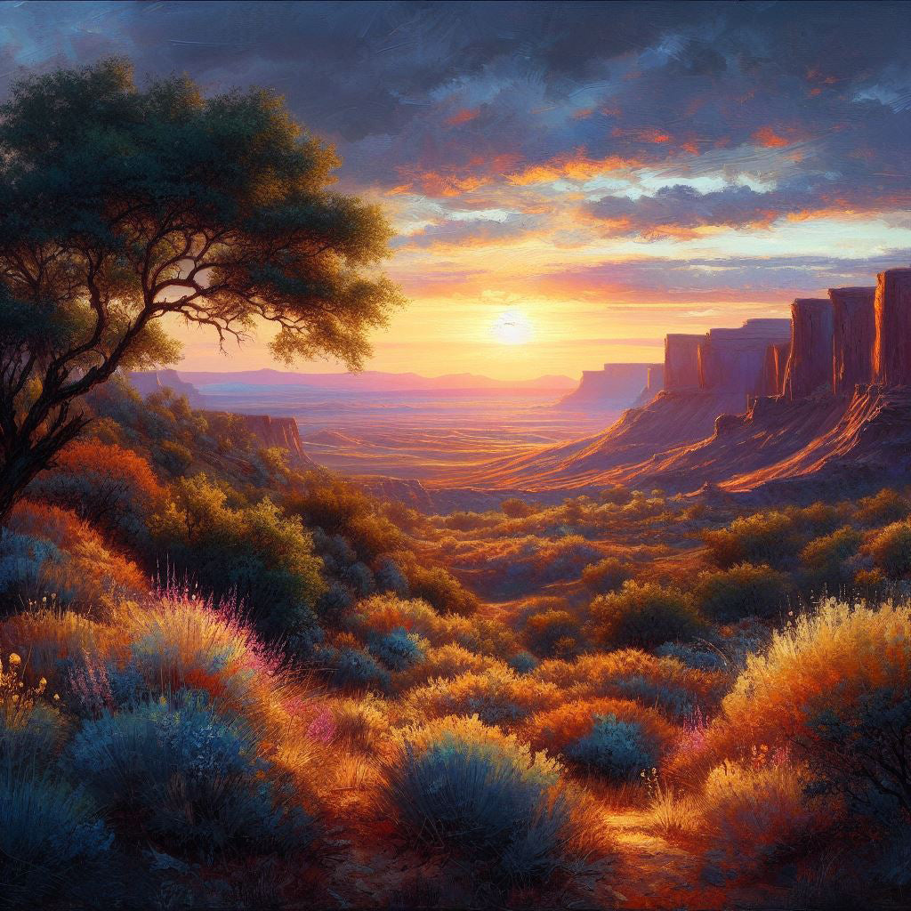Sunrise in The Desert Southwest Oil Painting Art Print
