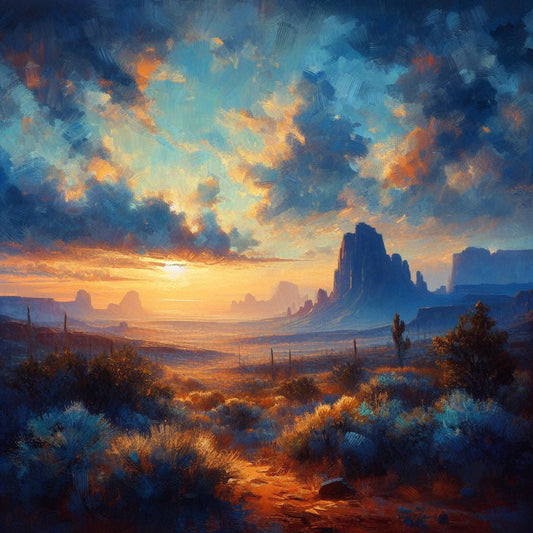 Sunrise in The Desert Southwest Oil Painting III Art Print