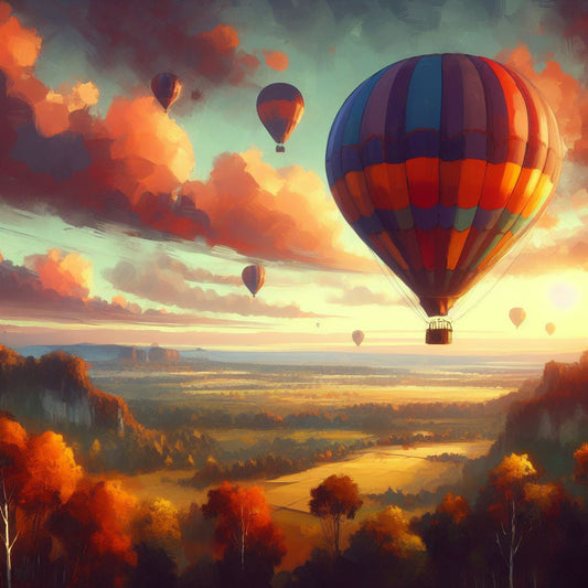 Hot Air Balloon Over A Landscape Digital Painting II Art Print