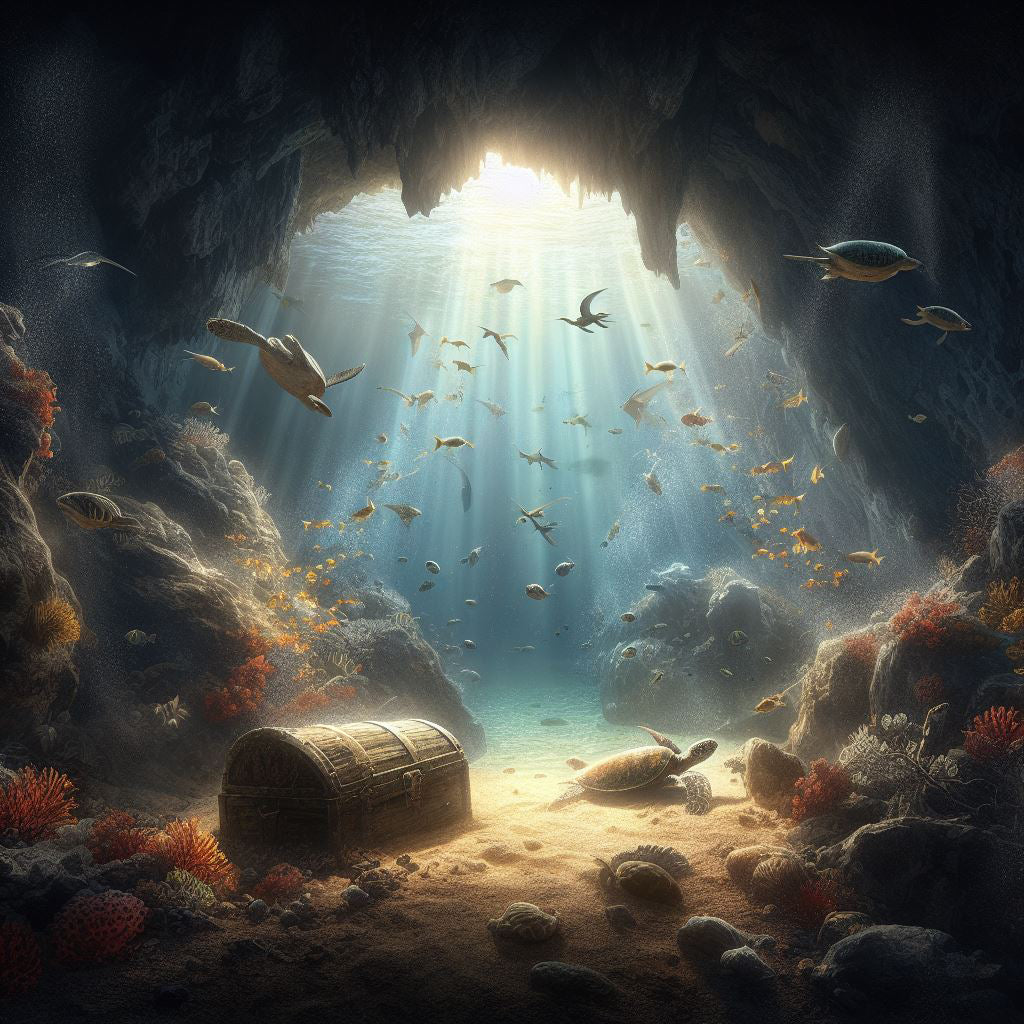Underwater Cave Digital Painting Art Print